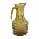Pichet ananas en verre jaune ambré