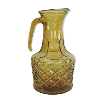 Pichet ananas en verre jaune ambré