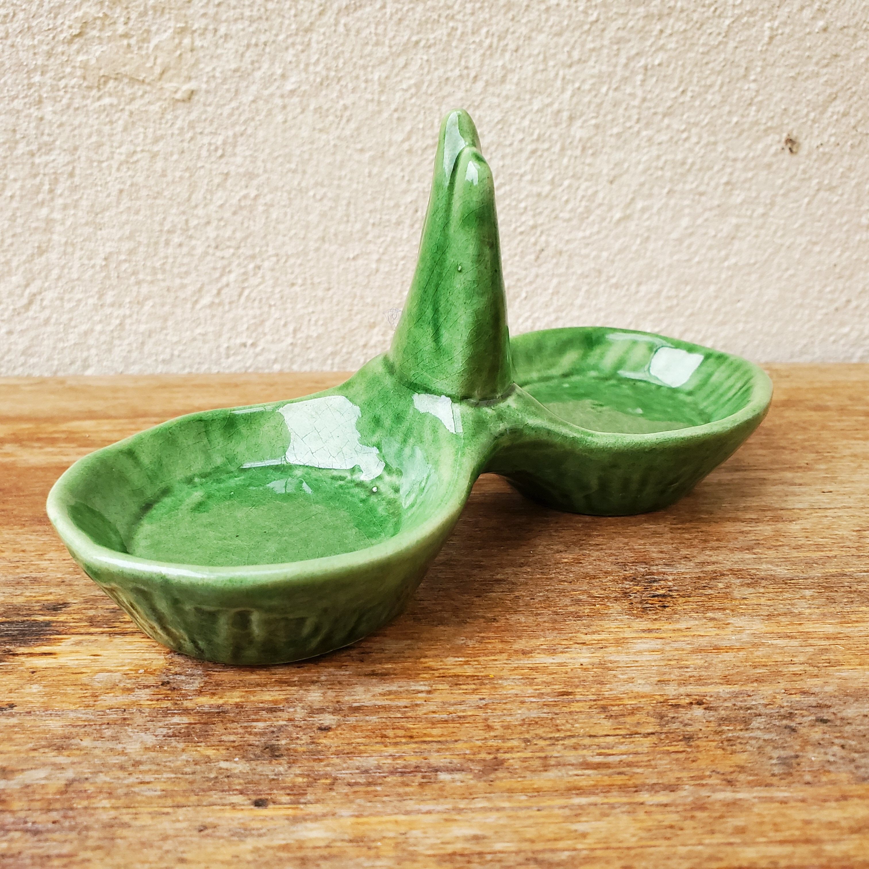 Green ceramic pepper shaker