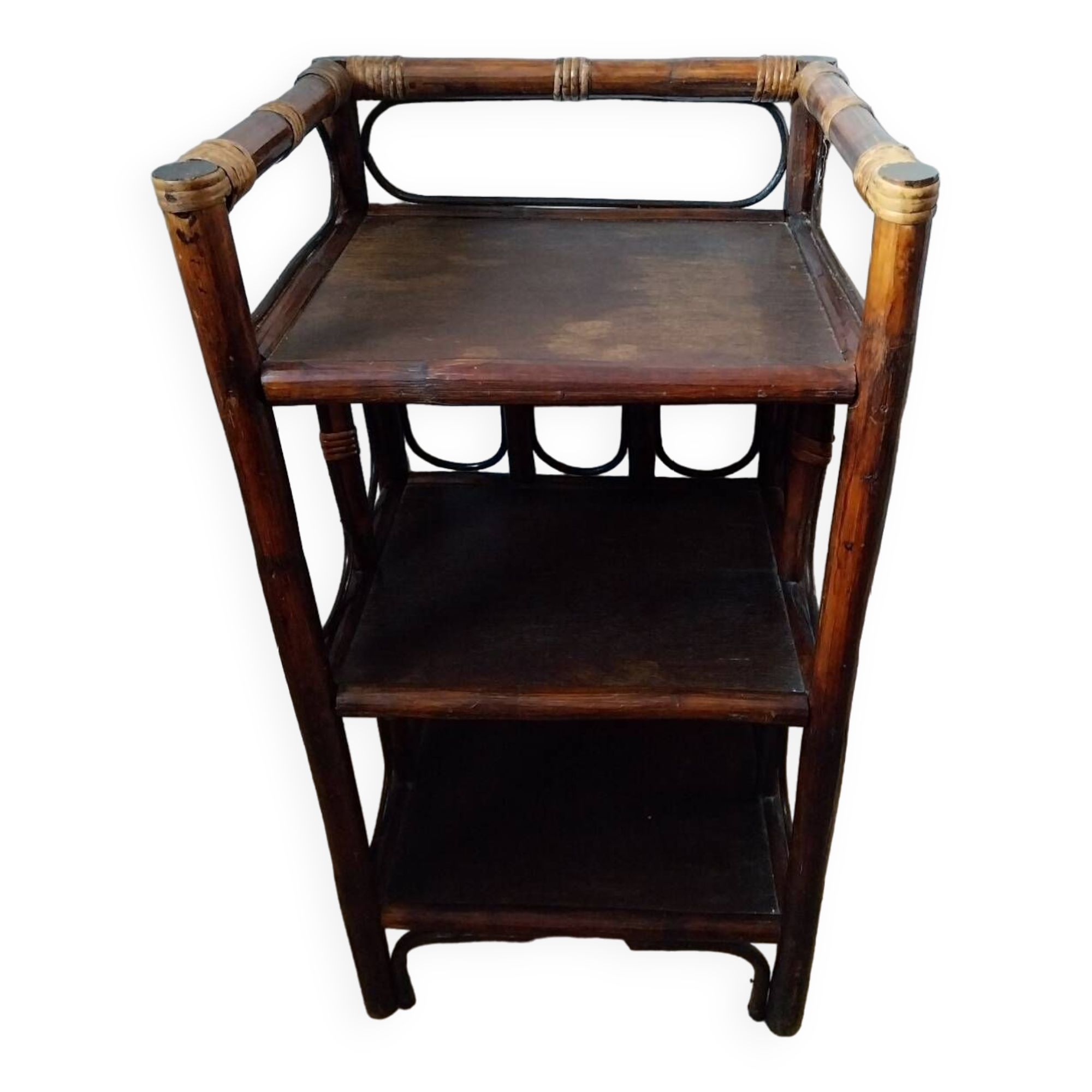 Rattan shelf, bamboo, 70s