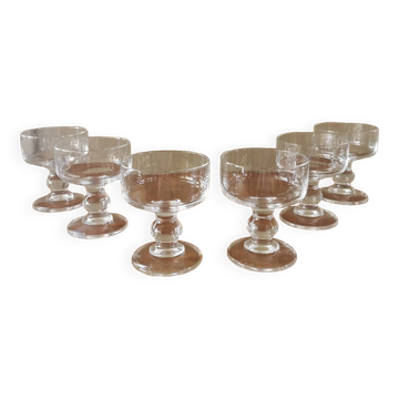 Set of 6 vintage 70s crystal champagne glasses