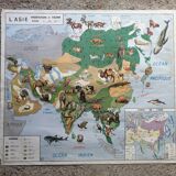 Vintage school map mdi North America-Asia Wildlife