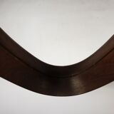 Italian Oval Teak Mirror 1950s 32x103cm