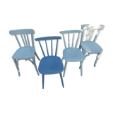 Set of 4 mismatched blue chairs