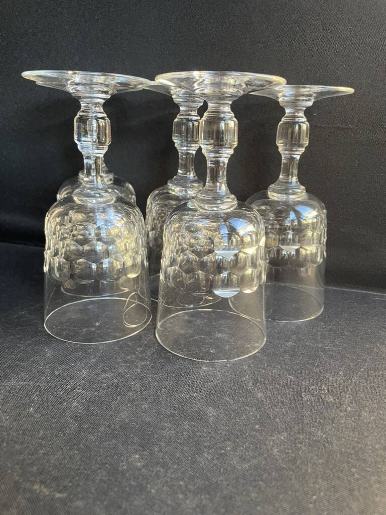 5 Blown and cut crystal water glasses – Art Nouveau