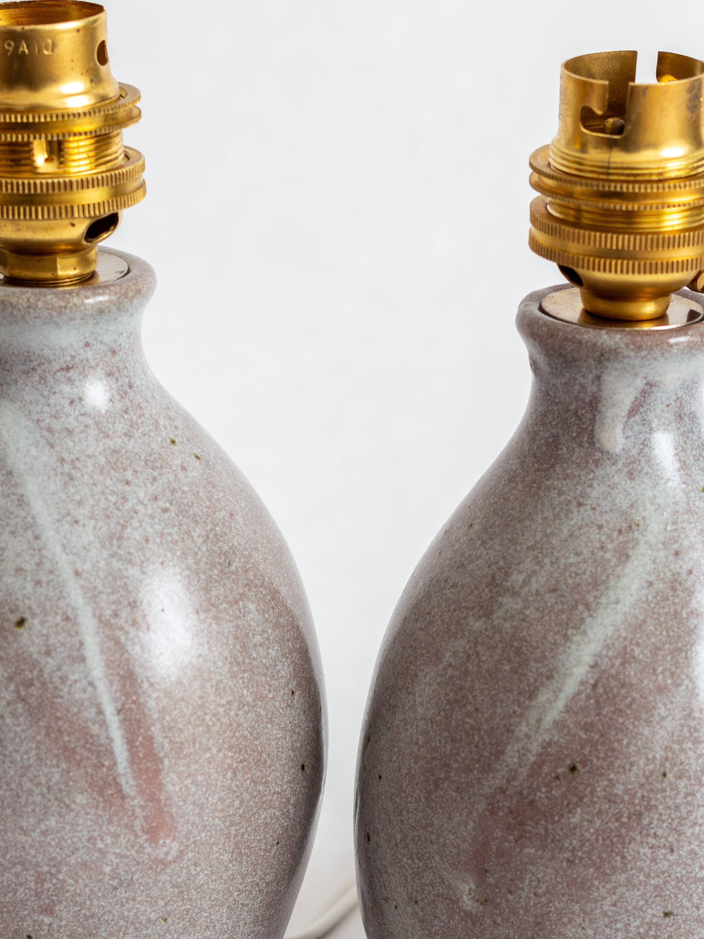 Set of two small glazed stoneware lamp bases – 1960s