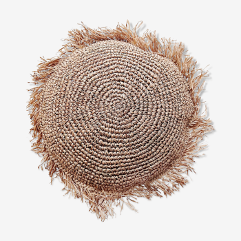 Boho cushion round in raffia, D50 cm