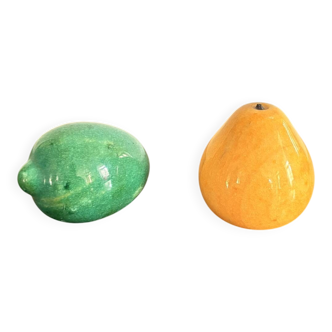 Vintage Italian Polished Alabaster Pear Lemon Fruit
