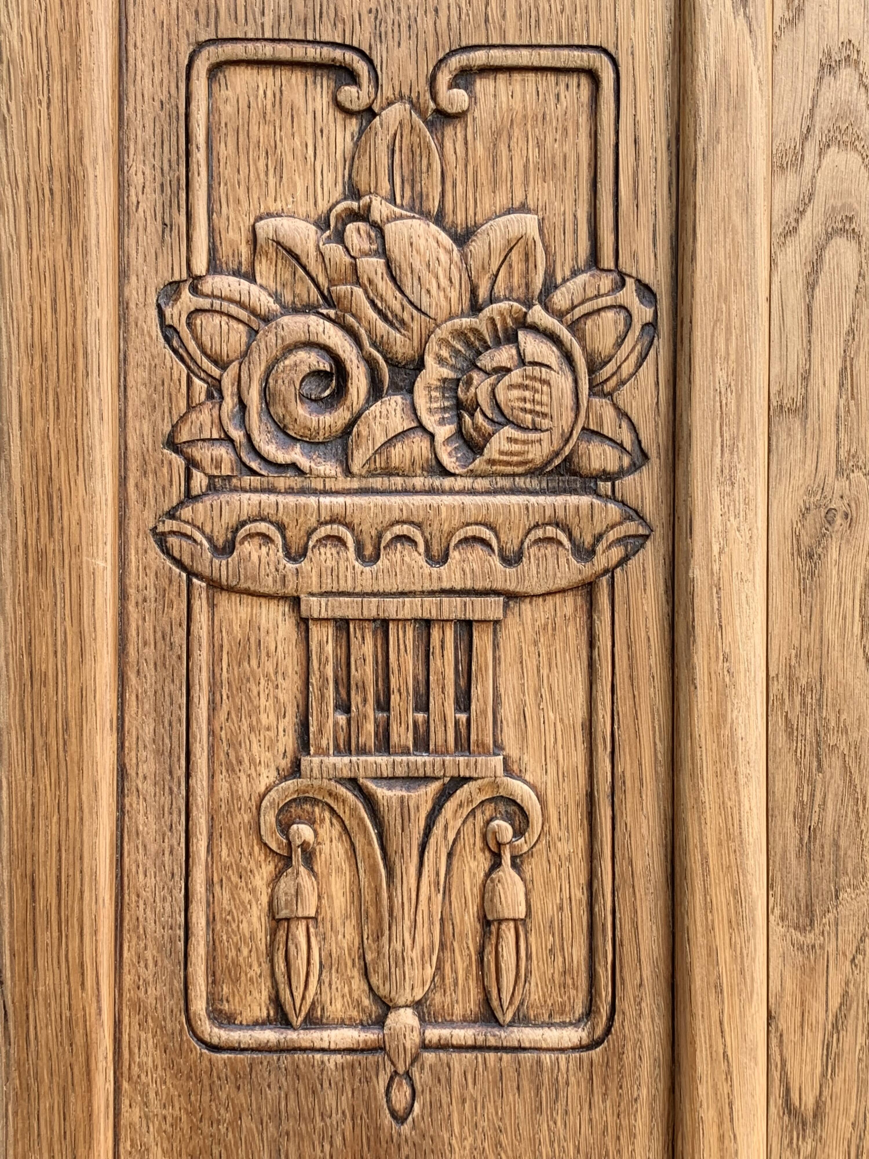 Armoire parisienne vitrée art déco bois brut 1930