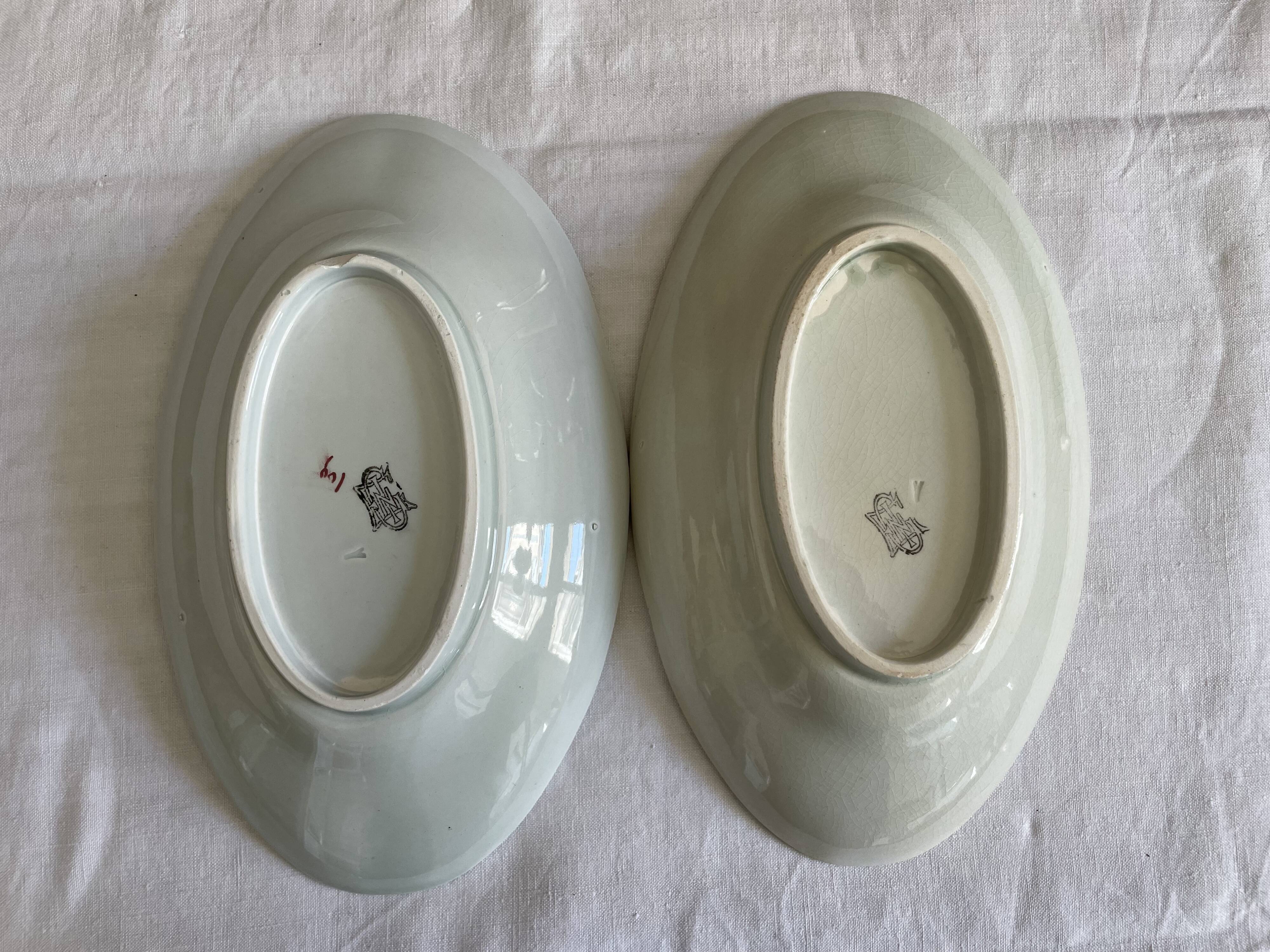 Oval dishes earthenware Gien decoration Horn of Abundance