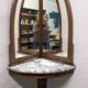 Console d'angle et son double miroir Art déco en noyer, France vers 1920