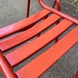 2 chaises style Tolix en métal rouge, France 1950