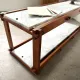 Italian modernist shelf in teak and Carrara marble, 1950s