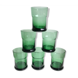 Set of 6 green glasses design 70s