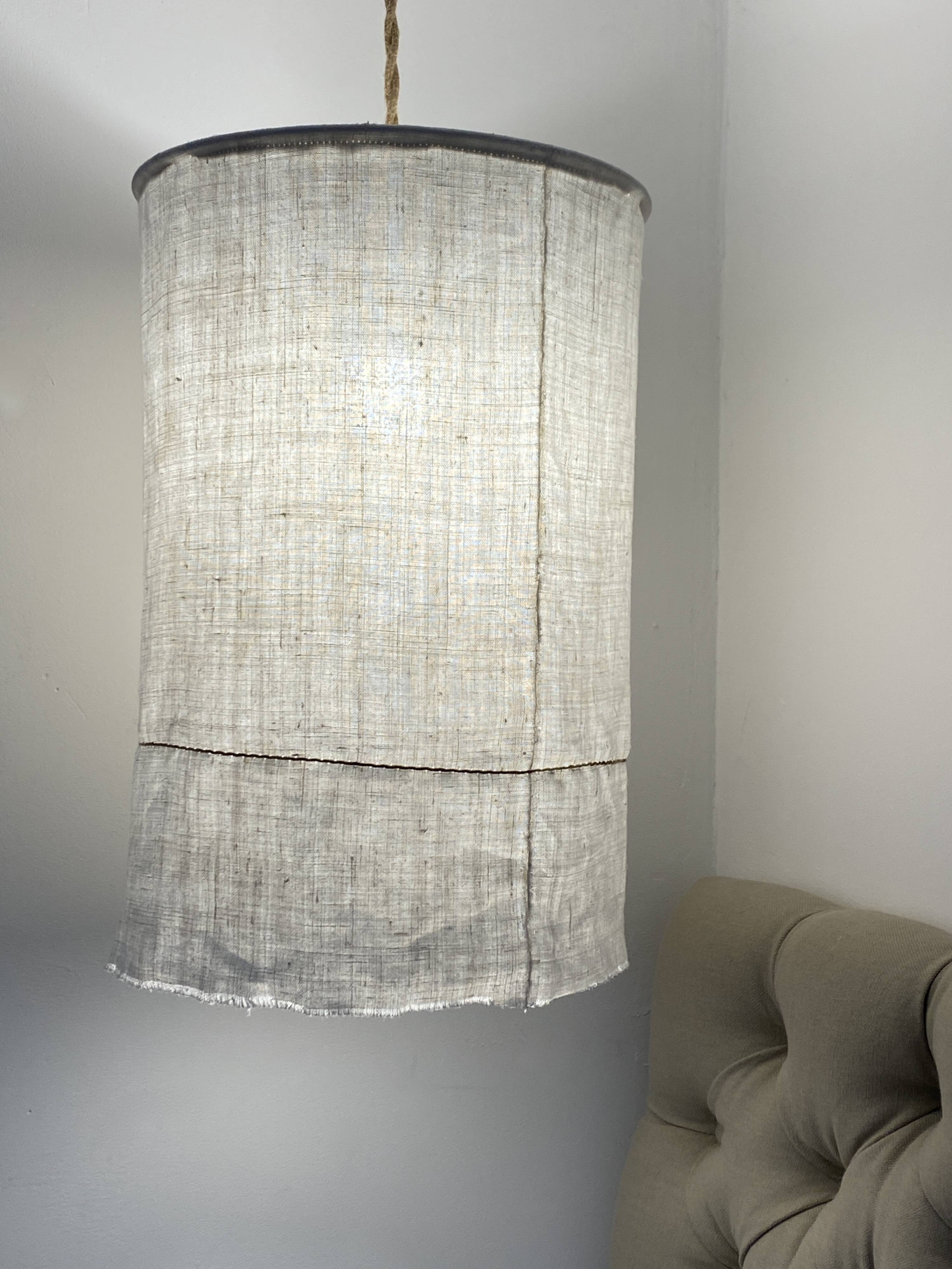 Old linen fabric lampshade suspension