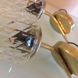 Pair of brass wall lamps conical glasses from the 60's