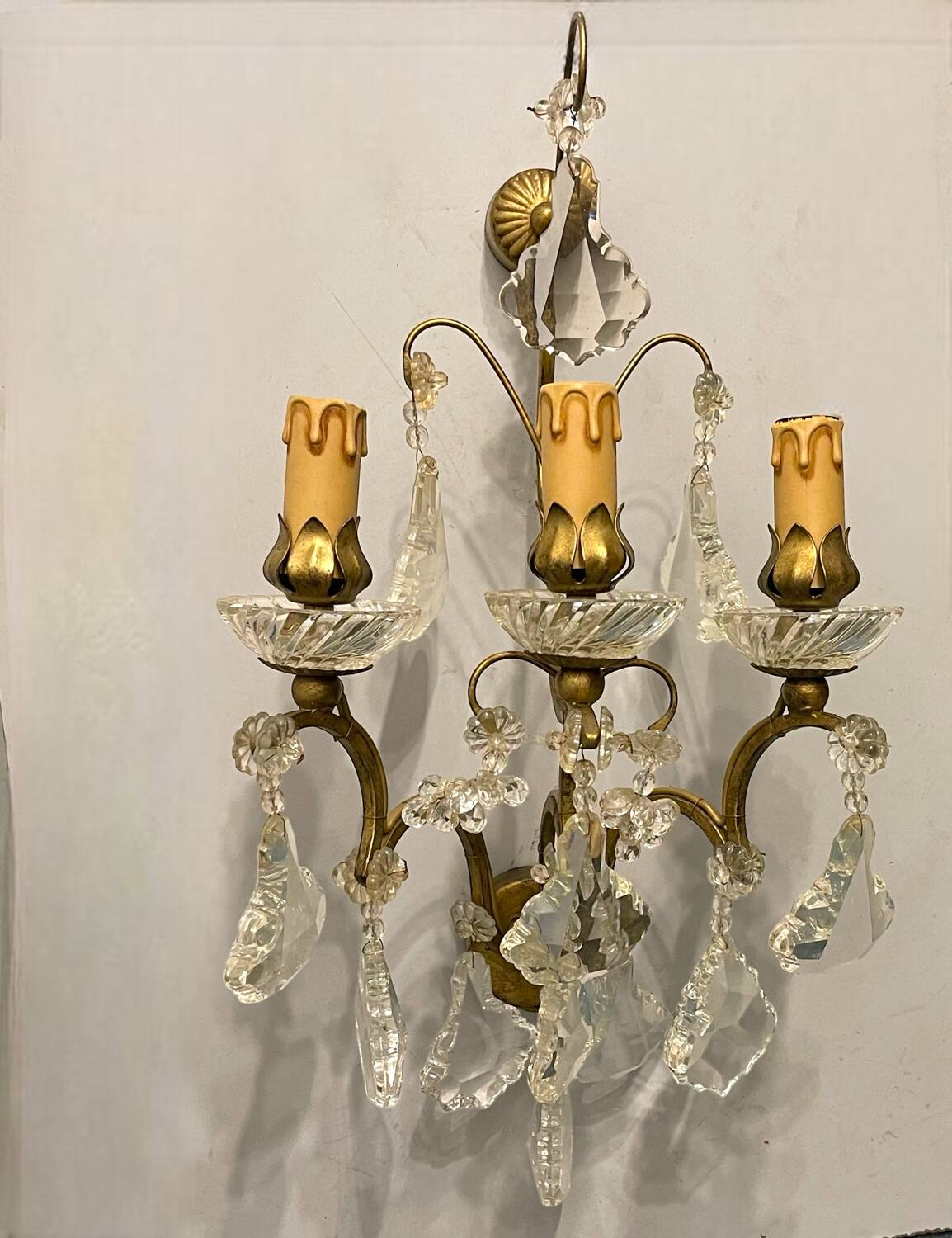 Large Crystal Sconces Set of 3