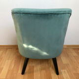 Fauteuil crapaud velours bleu vert