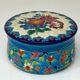 Enamelled faience jewellery box Longwy floral decoration