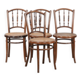Set of 4 vintage bistro chairs Jacob & Josef Kohn Wien with a wicker seat