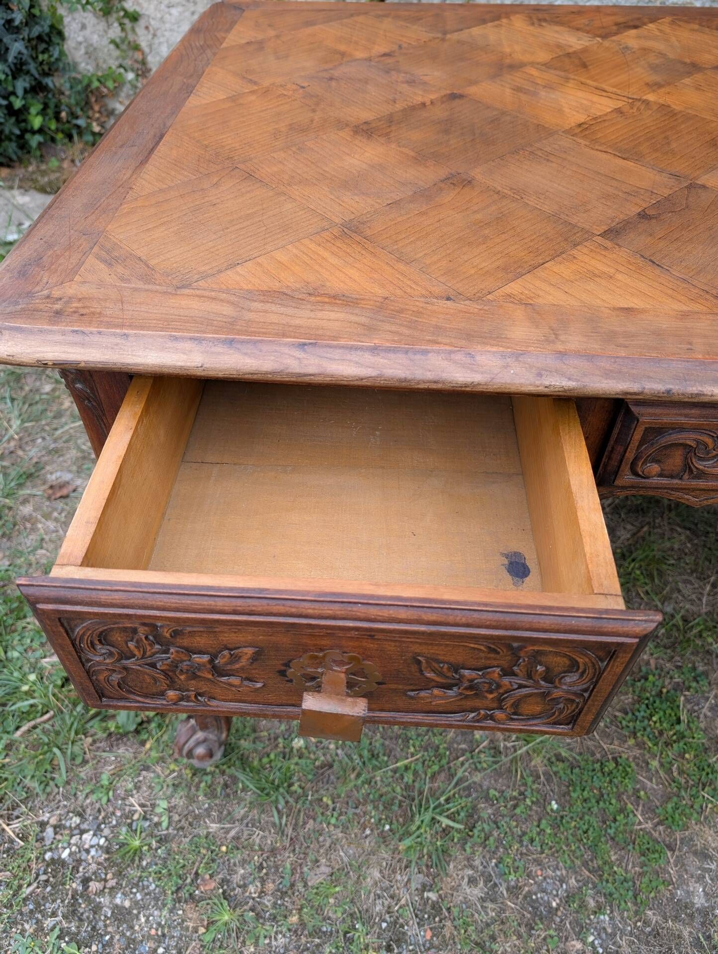 Minister's desk carved wooden cottage