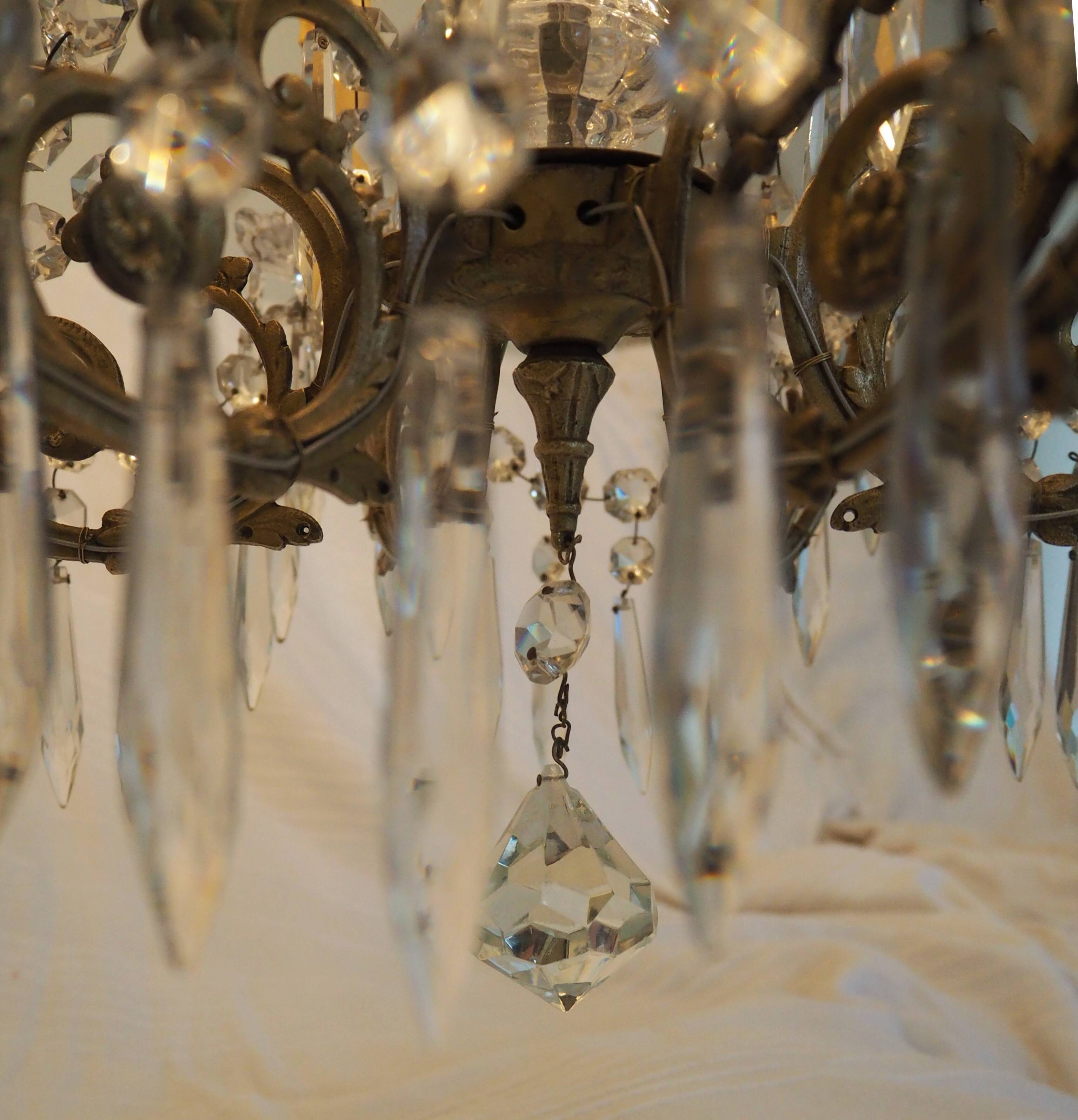 Napoleon III chandelier with crystal pendants, signed Portieux 19th century