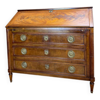 Louis XVI Style Mahogany Sloping Desk Forming a Chest of Drawers, 19th Century