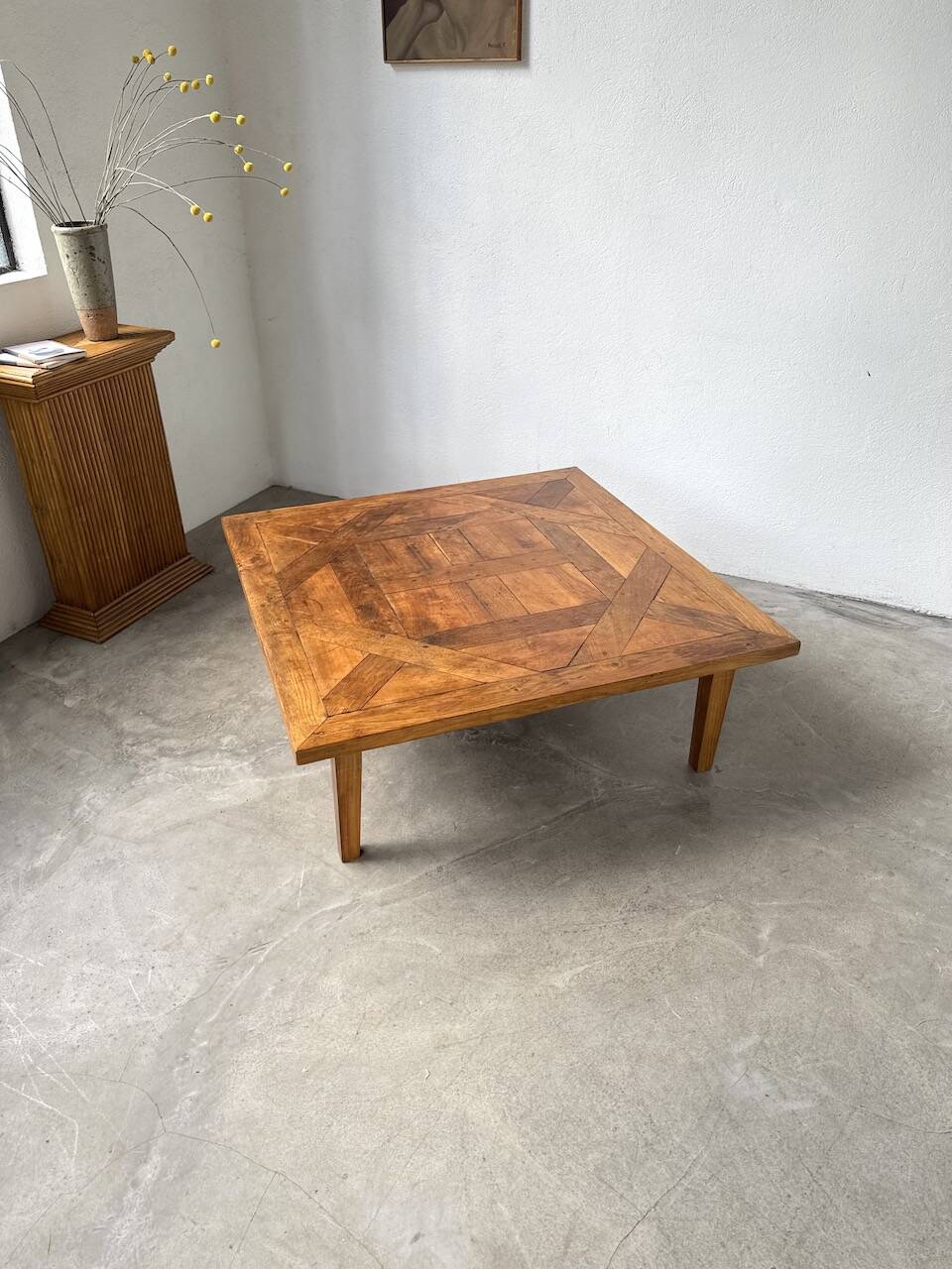 1940s inlaid oak coffee table