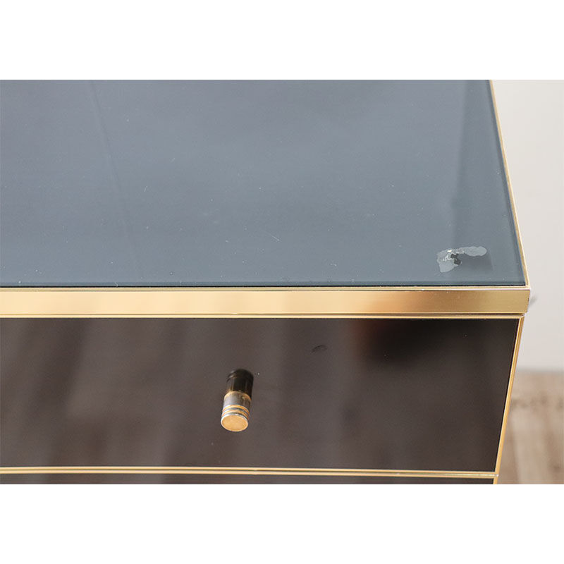 Vintage chest of drawers in lacquered wood and gilded metal 1970