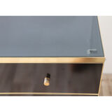 Vintage chest of drawers in lacquered wood and gilded metal 1970