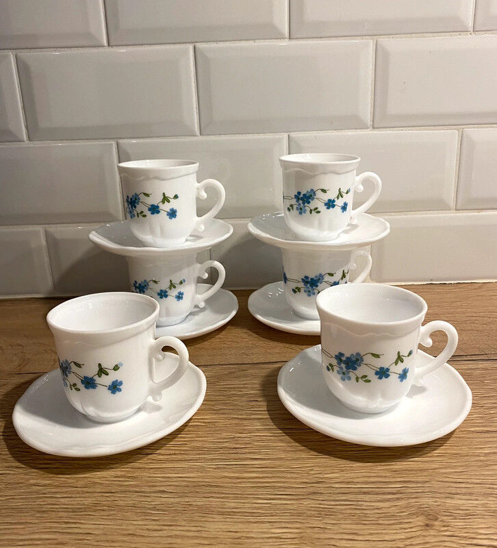 6 cups and under cups Arcopal forget-me-not