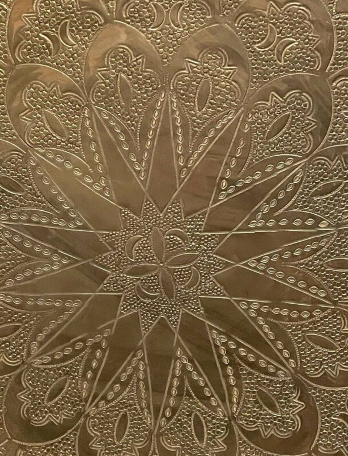 Chic vintage ethnic decorative oriental engraved copper plate