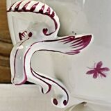 Antique large Gien vegetable soup tureen, pink landscape model, 1938/1960