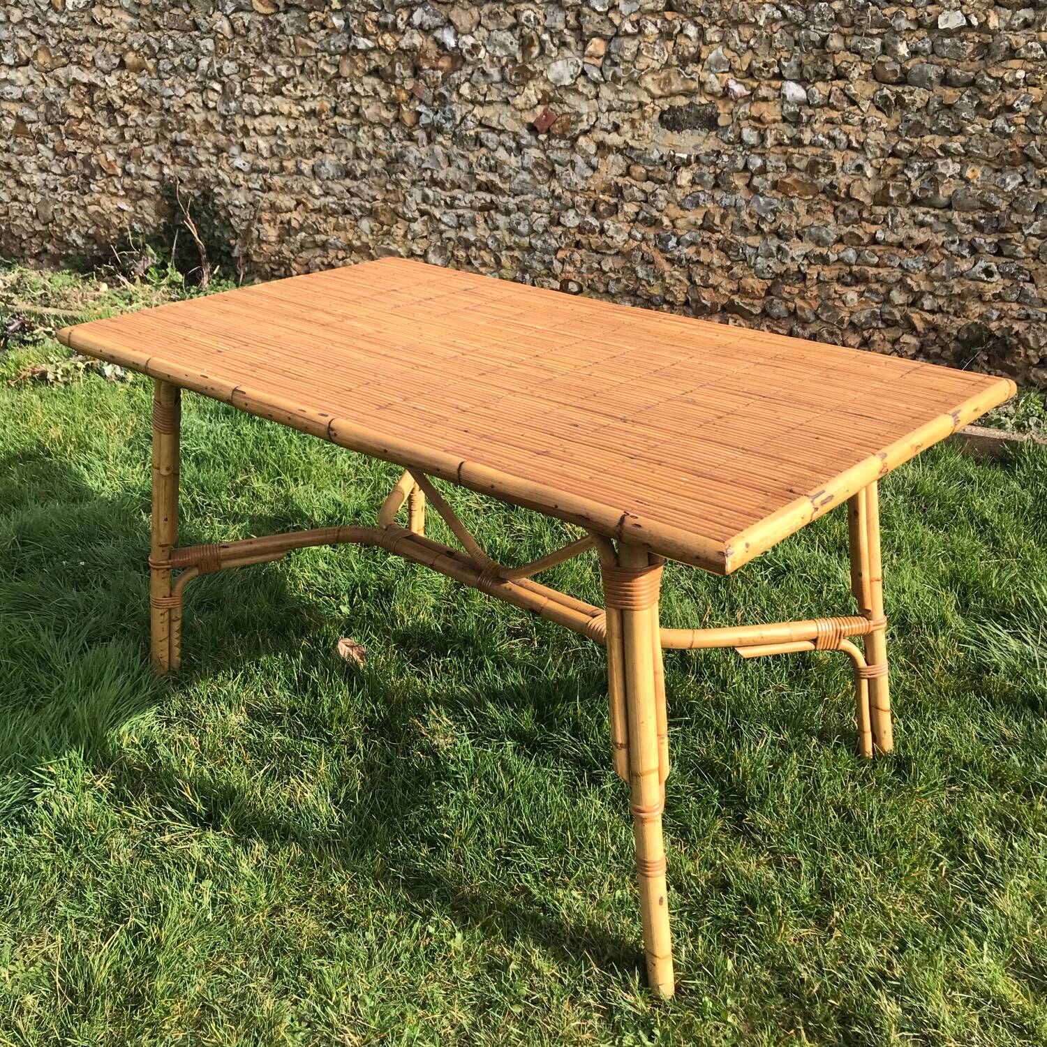 Vintage 1960 rattan table