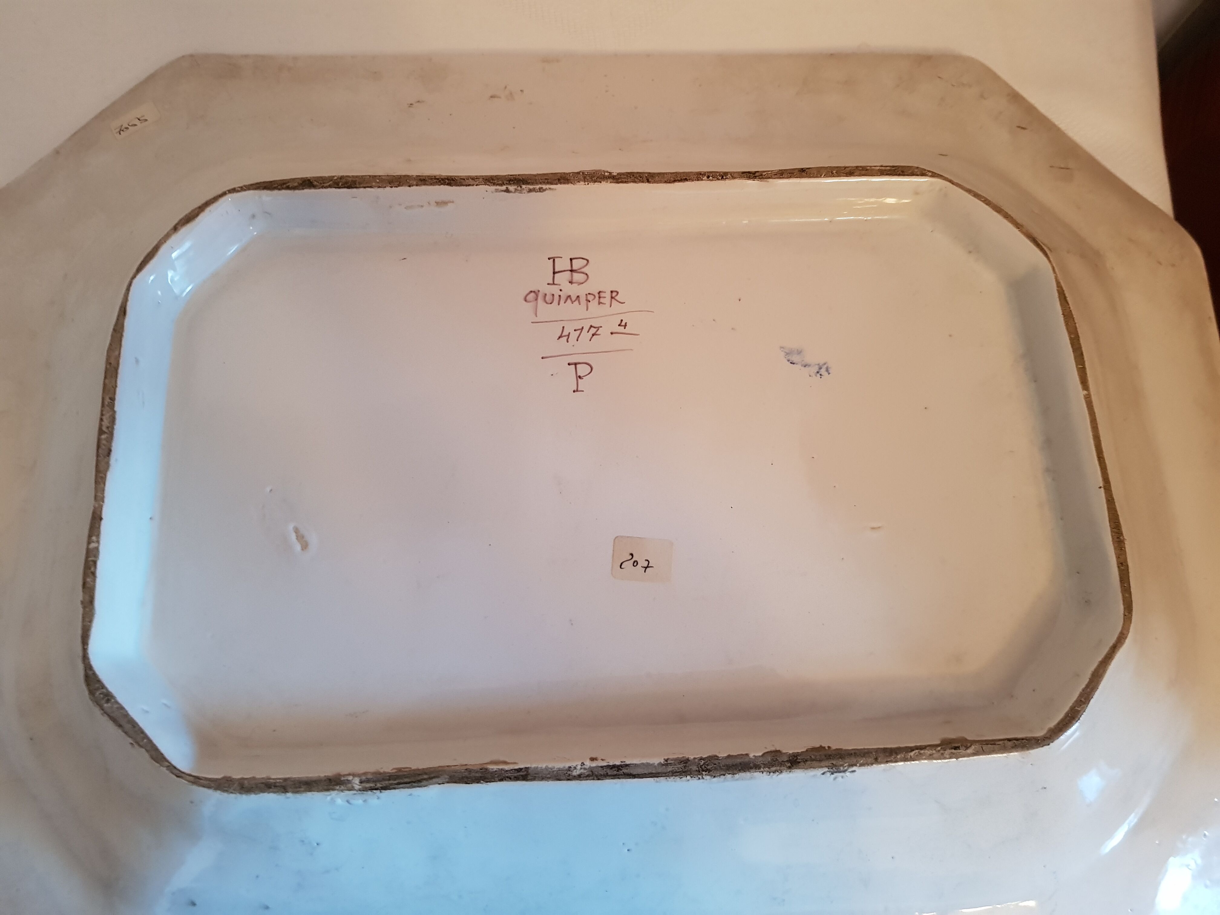 Plat octogonal HB Quimper signé Emile Poulain (P)