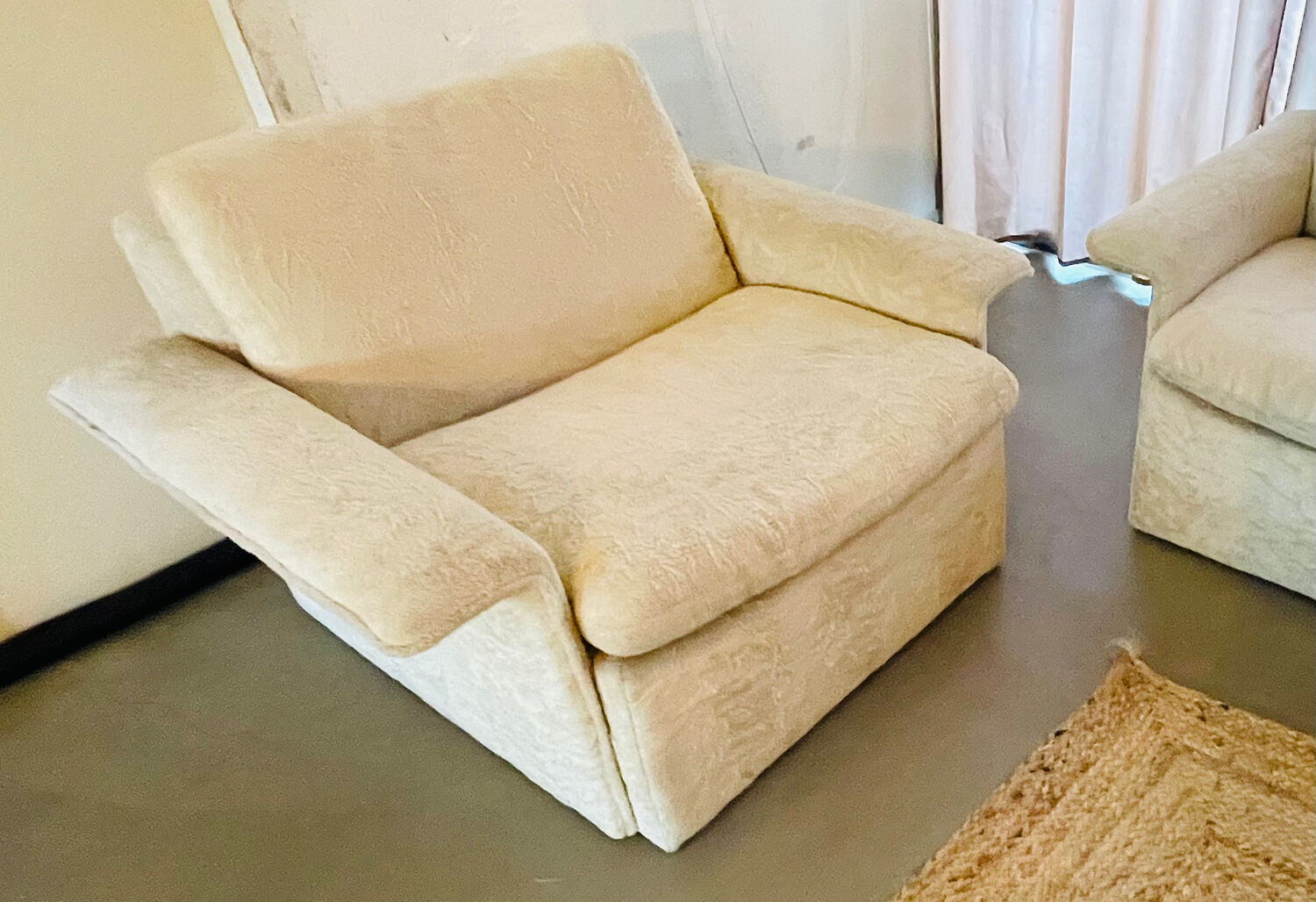 Modular corner sofa white pluche 7 elements