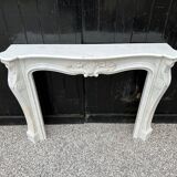 Louis XV style fireplace in white Carrara marble circa 1980