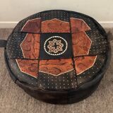 Vintage leather and snakeskin pouf