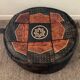 Vintage leather and snakeskin pouf