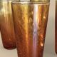 Set of 8 large Vintage tumblers in Amber bubbled glass dlg Biot