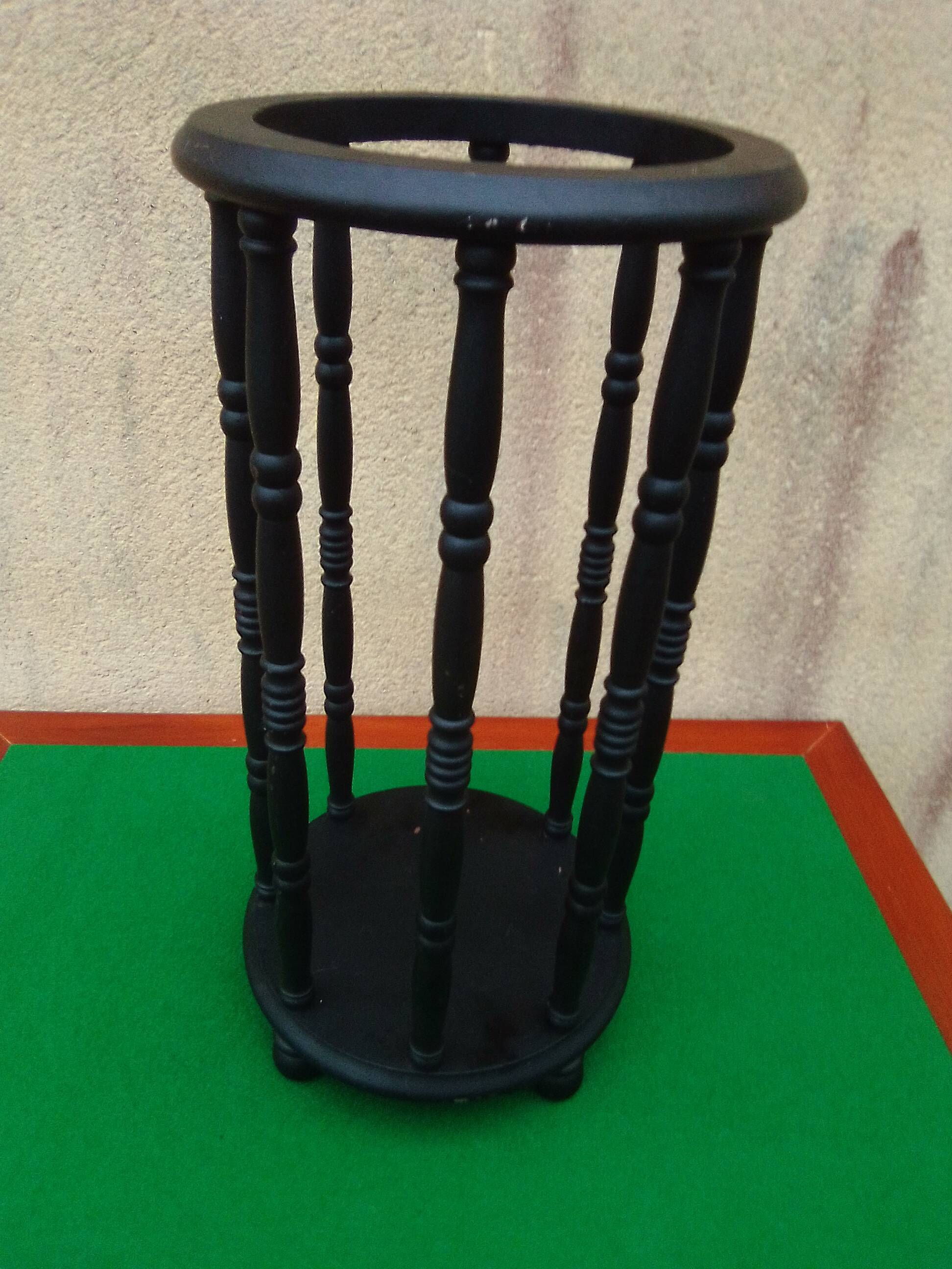 Black wooden umbrella stand H 51 cm