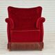 Fauteuil vintage danois en velours rouge cerise, 1960