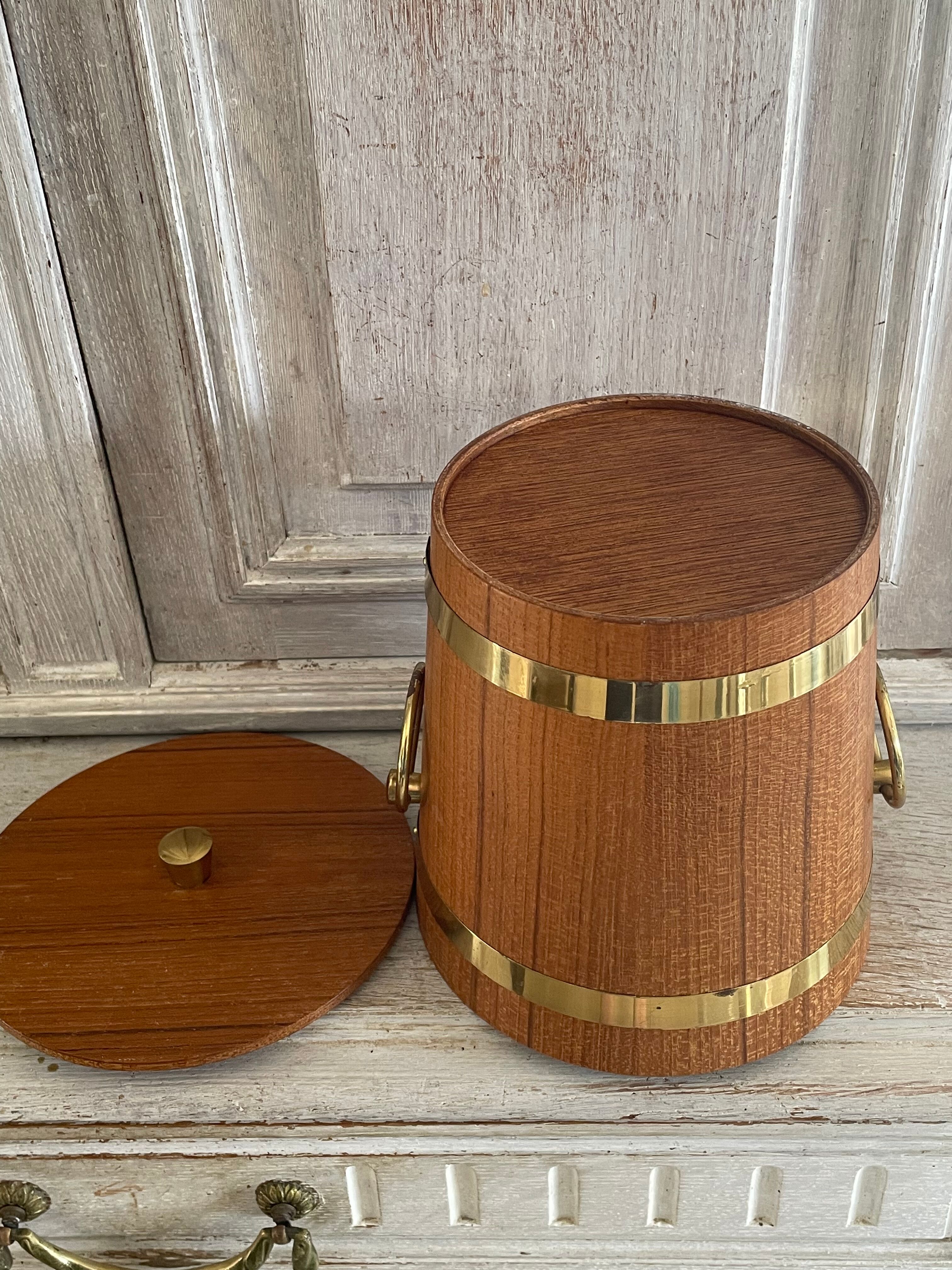 Seau à glace scandinave teck et laiton vintage