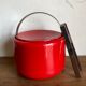 Stelton Denmark ice bucket in red ABS, Space Age pop 1960.