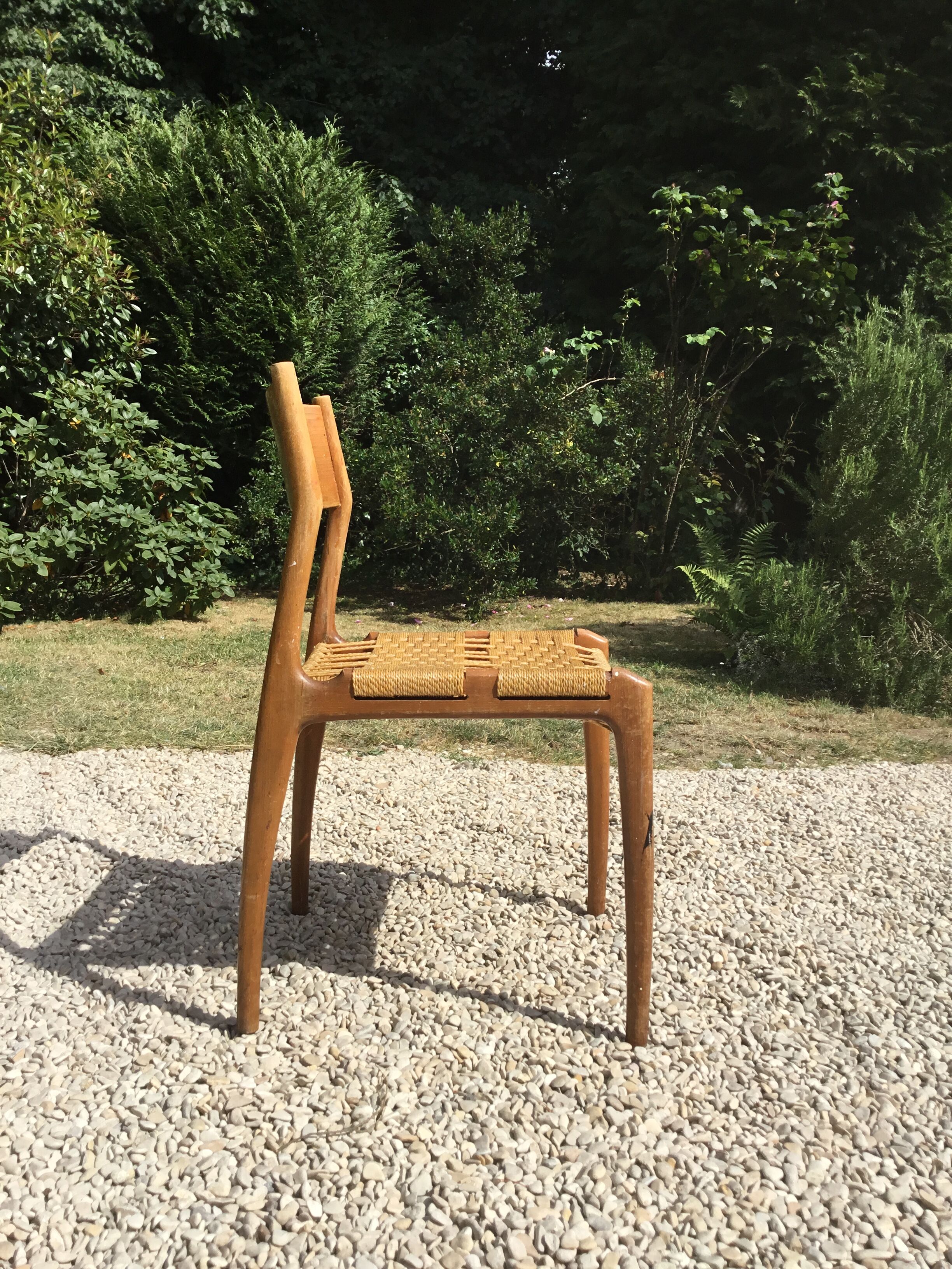 Chaise  bois et corde  italienne 1960
