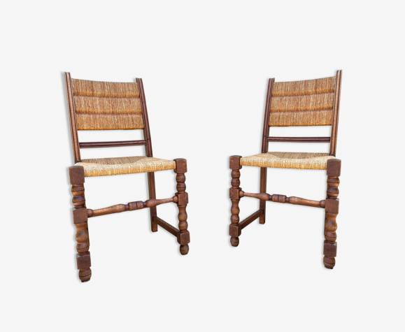 Paire de chaises paillées