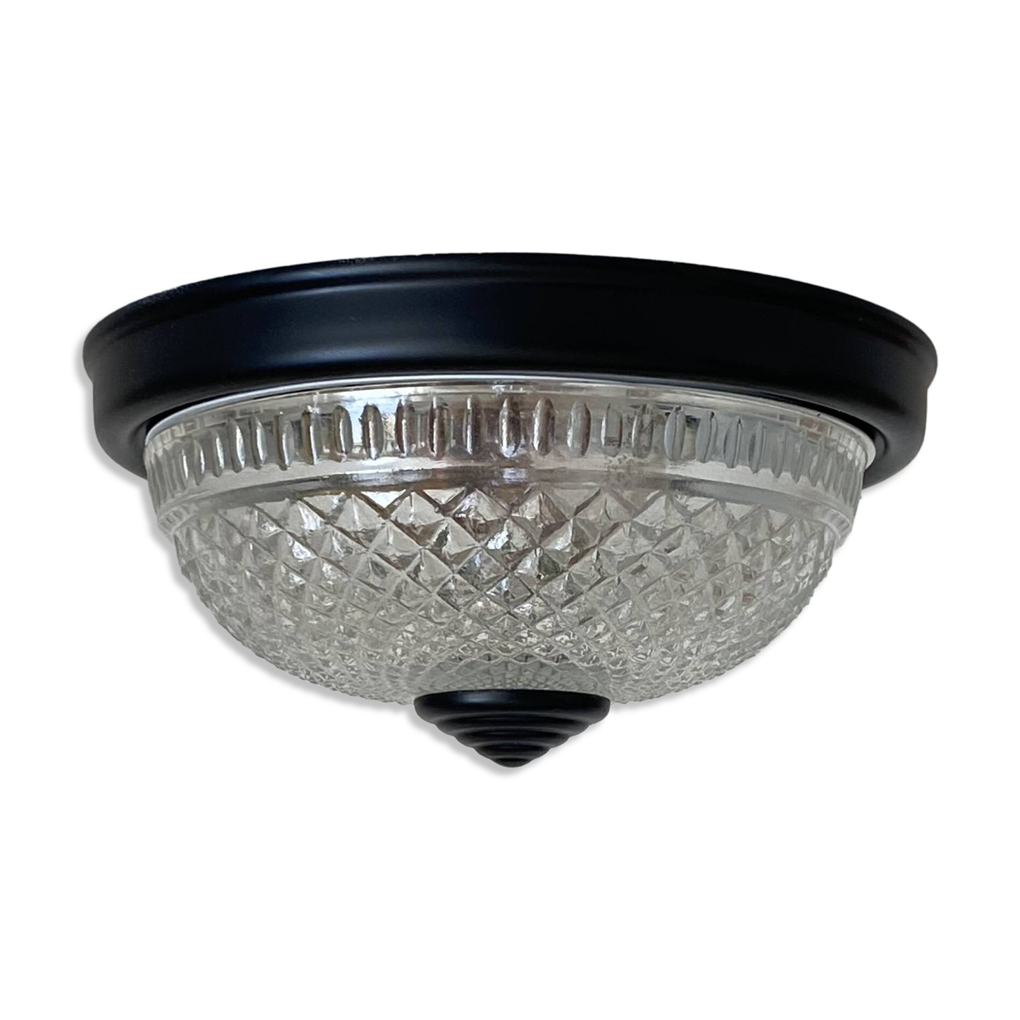 Small glass ceiling light from the 1980s, antique transparent light fixture