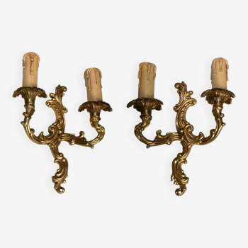 Pair of Louis XV style gilt bronze wall lights