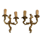 Paire d 'appliques en bronze doré style Louis XV