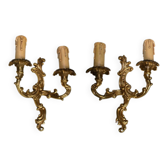 Pair of Louis XV style gilt bronze wall lights